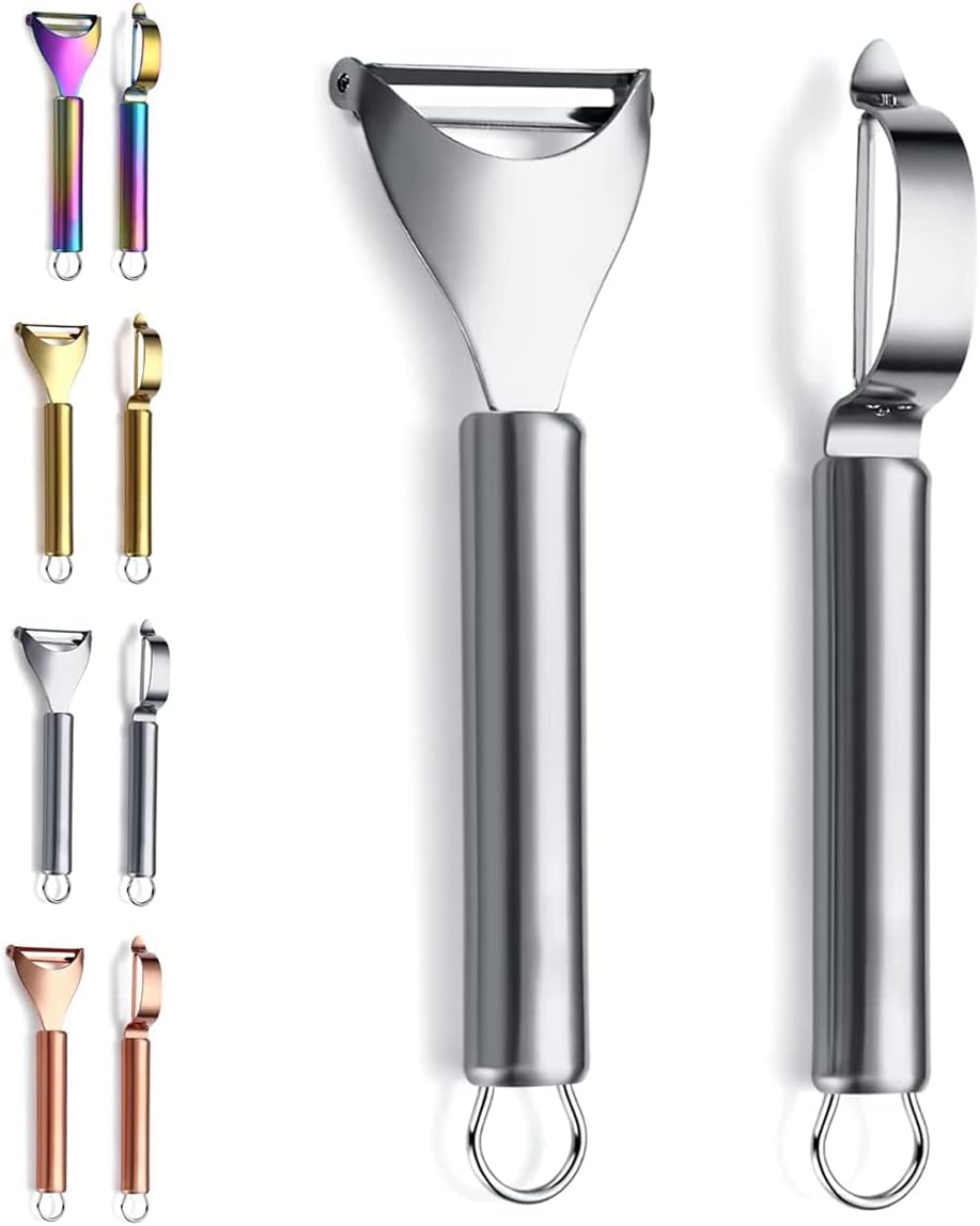 Gold Potato Vegetable And Fruit Peelers For Kitchen, Titanium Gold Plating Stainless Steel Peelers,Sharp Blade And Ergonomic Non Slip Easy To Grip Set Of 2