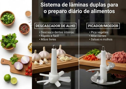 Electric Garlic Peeler & Chopper 300W – Automatic Garlic Peeler Machine with 2L Jar & Dual Blades, Electric Garlic Mincer, Vegetable Chopper & Silicone Garlic Peeler Skin Remover Tool