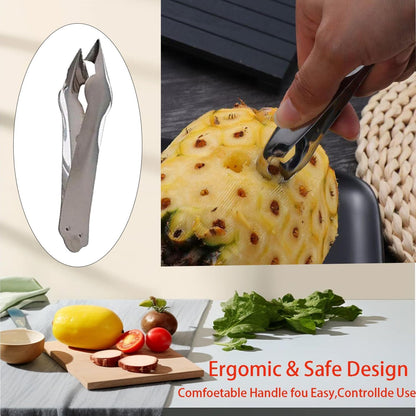Pineapple Eye Peeler Remover Tool - Stainless Steel Pineapple Eye Clip and V Shape Pineapple Eye Cutter, Multipurpose Pineapple Eye Peeler Remover for Home Kitchen Fruit Store