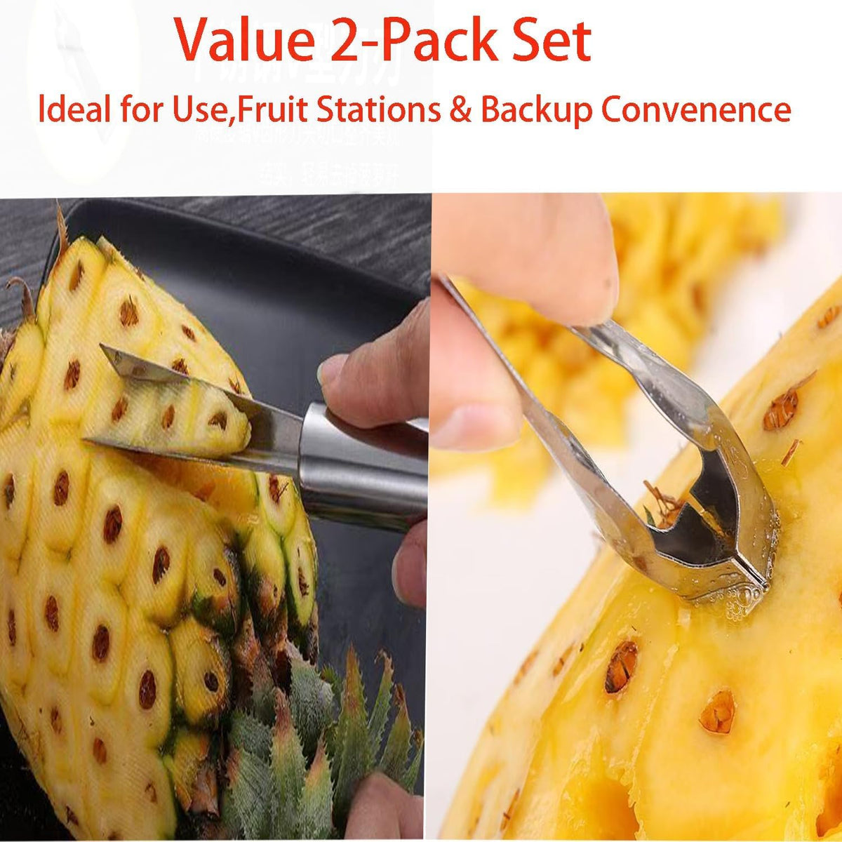 Pineapple Eye Peeler Remover Tool - Stainless Steel Pineapple Eye Clip and V Shape Pineapple Eye Cutter, Multipurpose Pineapple Eye Peeler Remover for Home Kitchen Fruit Store
