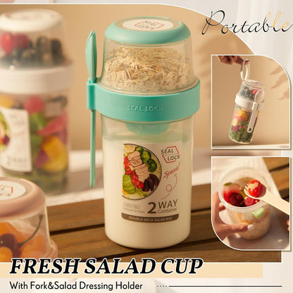 3 Pcs Salad Shaker Cup with Lids and Fork Fresh Salad Shaker Container for Lunch, Portable Breakfast Meal Vegetable and Fruits (White)