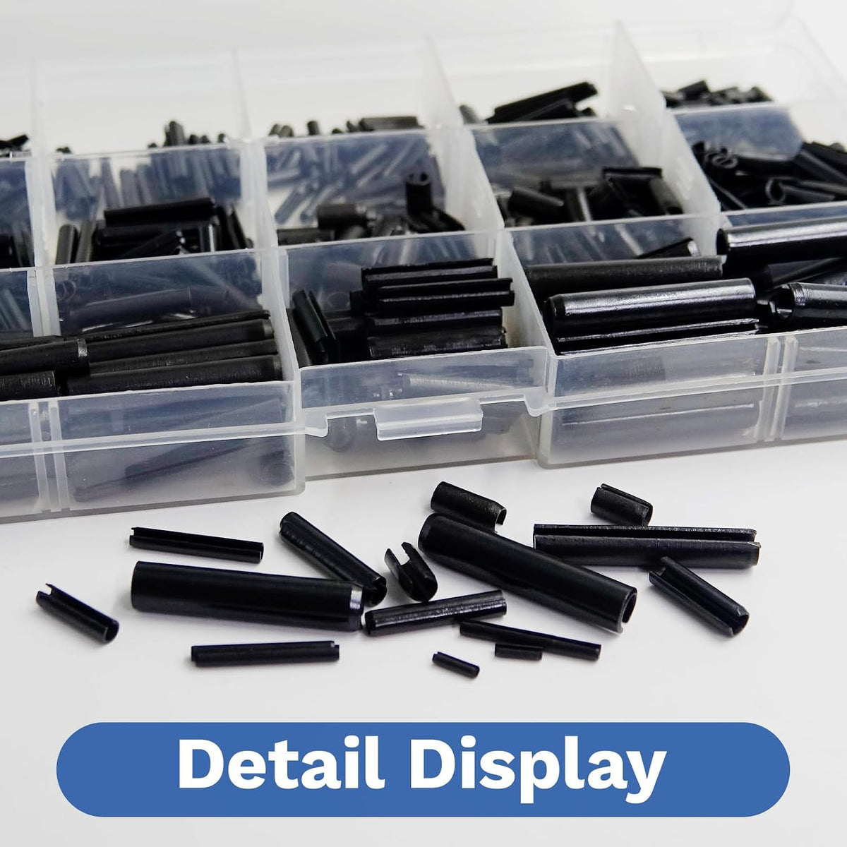 550Pcs Roll Pin Assortment Kit, Slotted Tension Pins, Split Dowels & Expansion Spring Pins, 13 Sizes M1.5 M2 M2.5 M3 M4 M5 M6, Durable Spring Steel for Secure Fastening