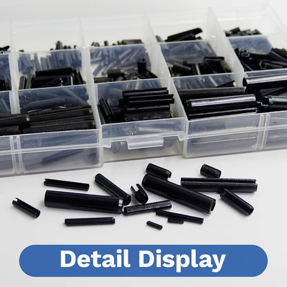 550Pcs Roll Pin Assortment Kit, Slotted Tension Pins, Split Dowels & Expansion Spring Pins, 13 Sizes M1.5 M2 M2.5 M3 M4 M5 M6, Durable Spring Steel for Secure Fastening