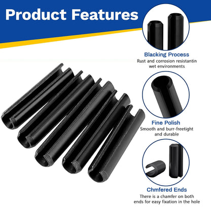 550Pcs Roll Pin Assortment Kit, Slotted Tension Pins, Split Dowels & Expansion Spring Pins, 13 Sizes M1.5 M2 M2.5 M3 M4 M5 M6, Durable Spring Steel for Secure Fastening