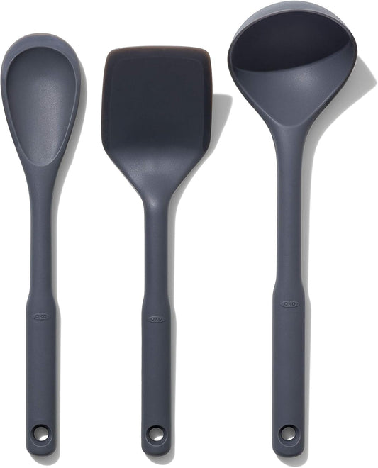 Good Grips 3-Piece Silicone Utensil Set, Gray, One size
