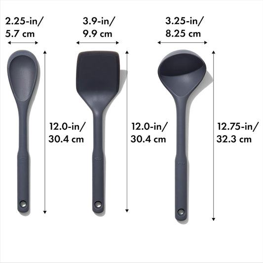 Good Grips 3-Piece Silicone Utensil Set, Gray, One size