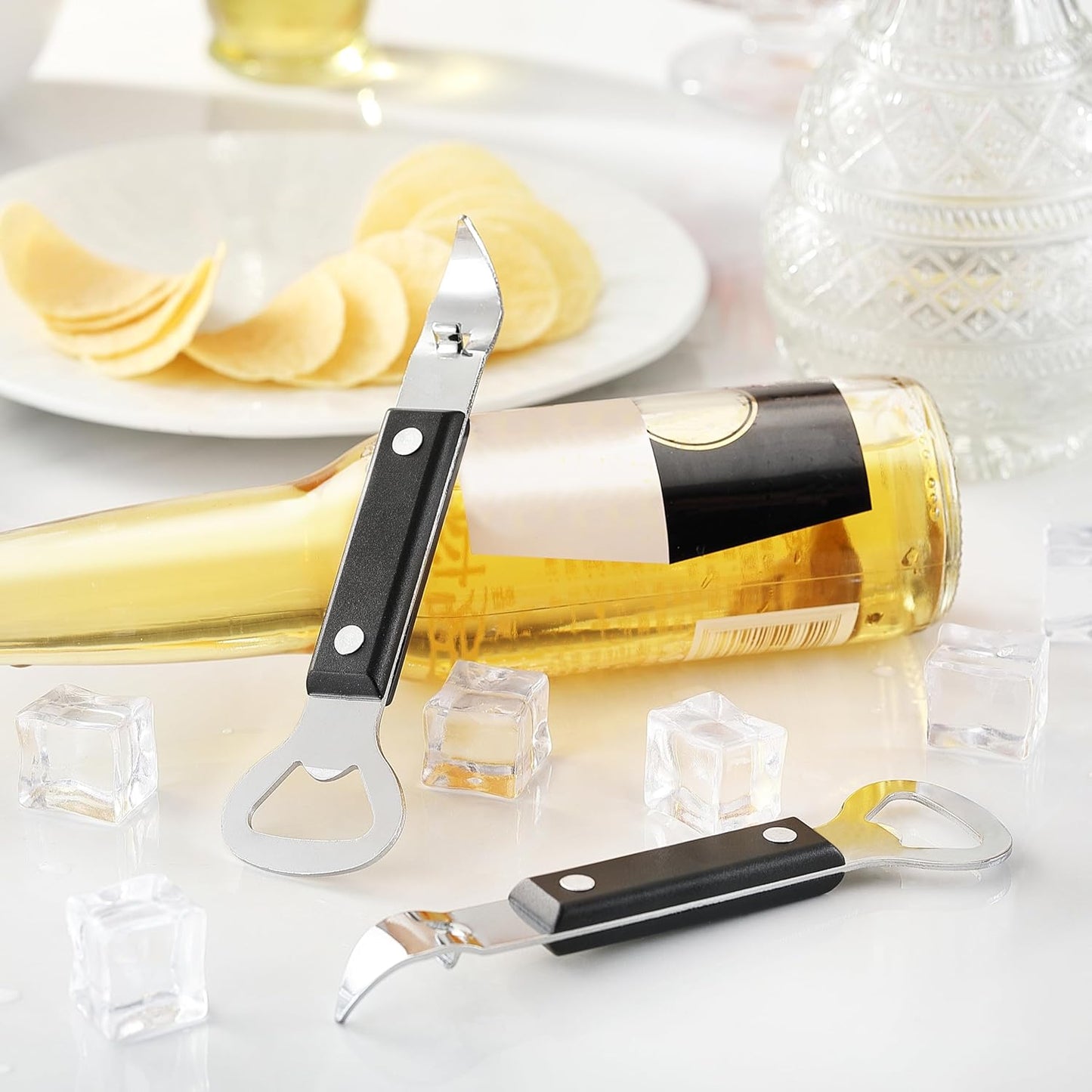 2PCS Bottle Opener, Stainless Steel Manual Can Punch Bottle Cap Beer Bottle Openers, Dishwasher Safe
