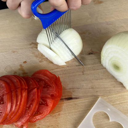 R&M Stainless Steel Onion Holder – Slicing Guide for Onions, Tomatoes, Avocados, Eggs & More