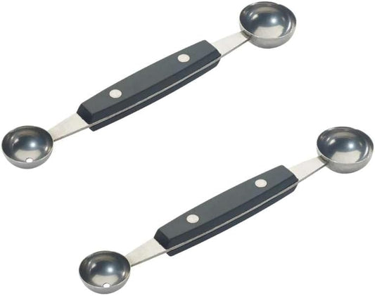 Stainless Steel Double Sided Melon Baller with Black Polypropylene Handle Set of 2- Includes 26mm and 30mm bowls Round Melon Balls Melon Scoop for Watermelon Ice Cream Fruits