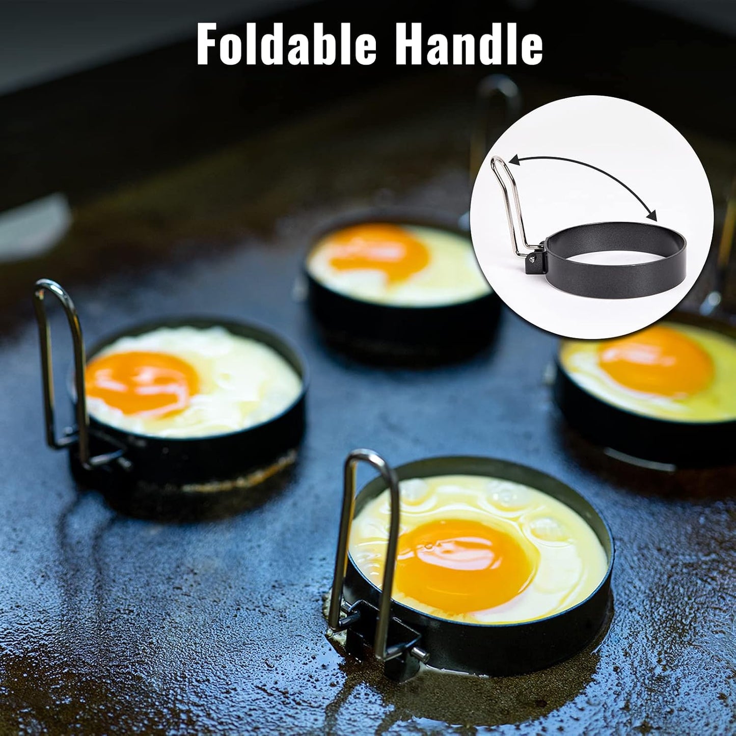 6-Piece Griddle Breakfast Kit for Blackstone - Complete Set of Griddle Accessories Including Pancake Batter Dispenser, Bacon Press, and Egg Rings