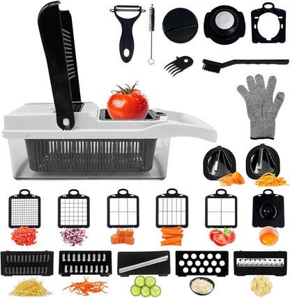 23-in-1 Vegetable Chopper & Cutter – All-in-One Food Chopper, Onion Dicer, Veggie Slicer with Stainless Steel Blades
