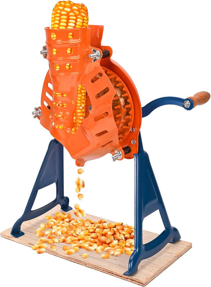 Corn Sheller Hand Crank, Steel Corn Cob Thresher with Stand
