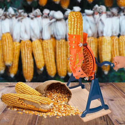 Corn Sheller Hand Crank, Steel Corn Cob Thresher with Stand