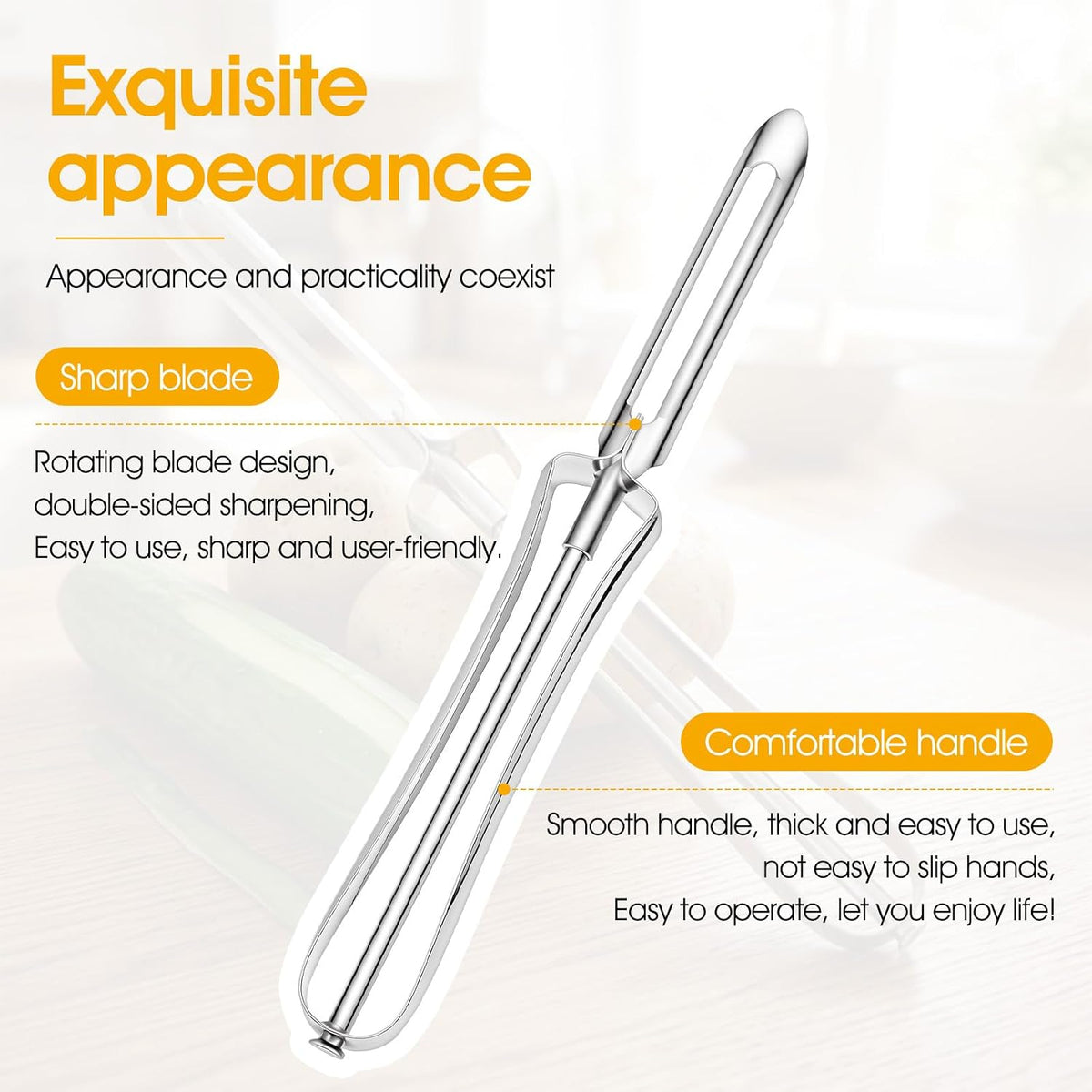 3PCS Stainless Steel Potato Peeler, Swivel Blade, Ergonomic Handle Rotary Peeling Knife, Potato Eye Remover Kitchen Vegetable Peeler for Potatoes, Carrots, Apples, Fruit - Dishwasher Safe