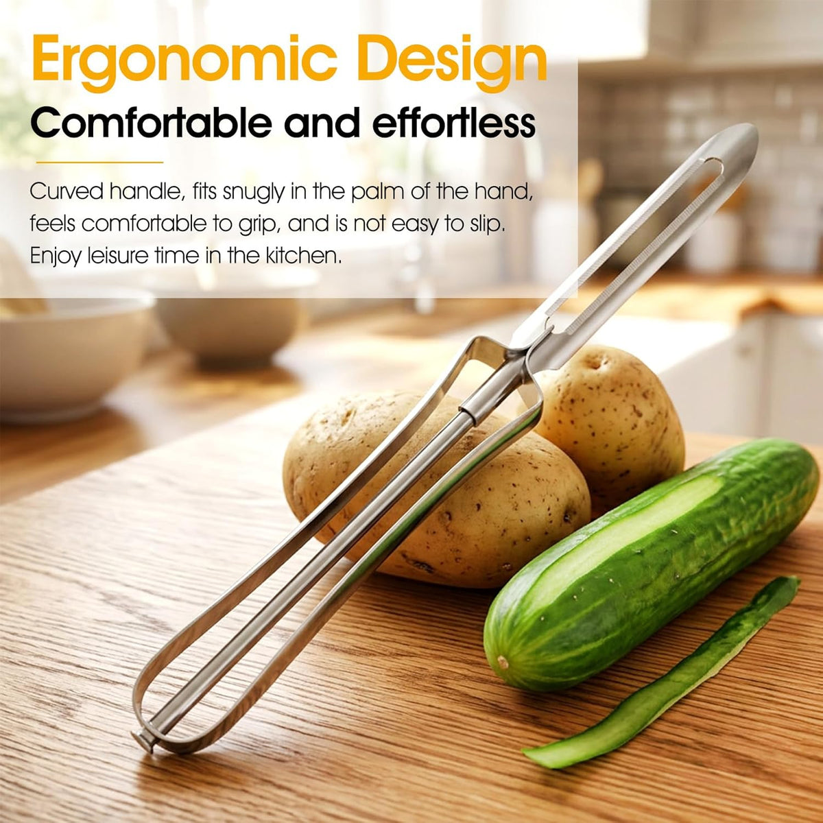 3PCS Stainless Steel Potato Peeler, Swivel Blade, Ergonomic Handle Rotary Peeling Knife, Potato Eye Remover Kitchen Vegetable Peeler for Potatoes, Carrots, Apples, Fruit - Dishwasher Safe