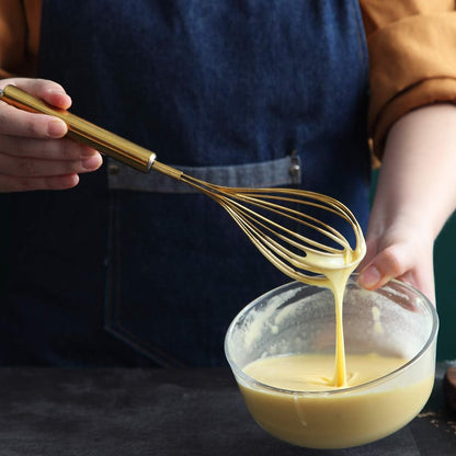 Gold Whisk Pack of 3 Stainless Steel 8",10",12", Titianium Plating Whisks for Cooking, Beater,Wire Whisk Set Kitchen Wisk (Gold)