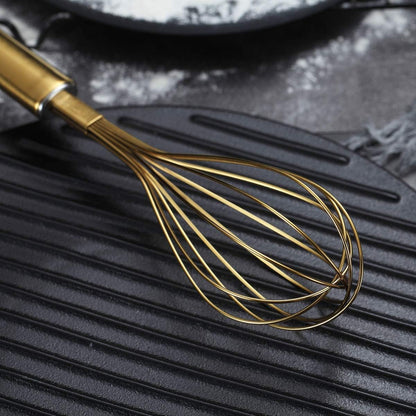 Gold Whisk Pack of 3 Stainless Steel 8",10",12", Titianium Plating Whisks for Cooking, Beater,Wire Whisk Set Kitchen Wisk (Gold)