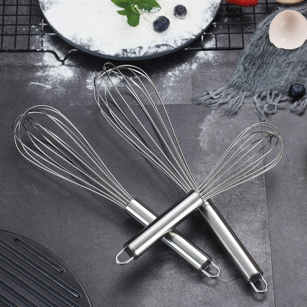 Gold Whisk Pack of 3 Stainless Steel 8",10",12", Titianium Plating Whisks for Cooking, Beater,Wire Whisk Set Kitchen Wisk (Gold)