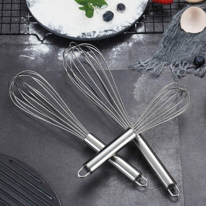 Gold Whisk Pack of 3 Stainless Steel 8",10",12", Titianium Plating Whisks for Cooking, Beater,Wire Whisk Set Kitchen Wisk (Gold)