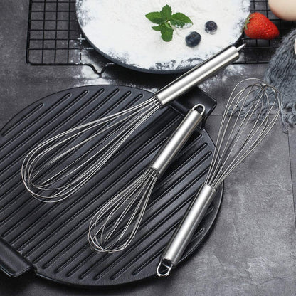 Gold Whisk Pack of 3 Stainless Steel 8",10",12", Titianium Plating Whisks for Cooking, Beater,Wire Whisk Set Kitchen Wisk (Gold)