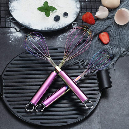 Gold Whisk Pack of 3 Stainless Steel 8",10",12", Titianium Plating Whisks for Cooking, Beater,Wire Whisk Set Kitchen Wisk (Gold)