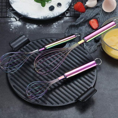 Gold Whisk Pack of 3 Stainless Steel 8",10",12", Titianium Plating Whisks for Cooking, Beater,Wire Whisk Set Kitchen Wisk (Gold)