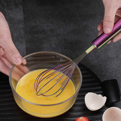 Gold Whisk Pack of 3 Stainless Steel 8",10",12", Titianium Plating Whisks for Cooking, Beater,Wire Whisk Set Kitchen Wisk (Gold)