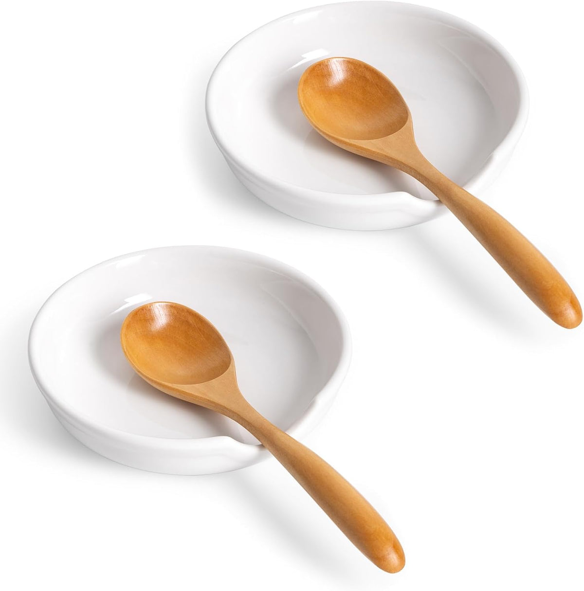 Spoon Rests for Stove Top, Ceramic Spoon Holder for Kitchen Counter, Heat-Resistant Cooking Utensil Rest, Coffee Spoon Holder, Spoon Rest for Ladles Spatula (1, White)