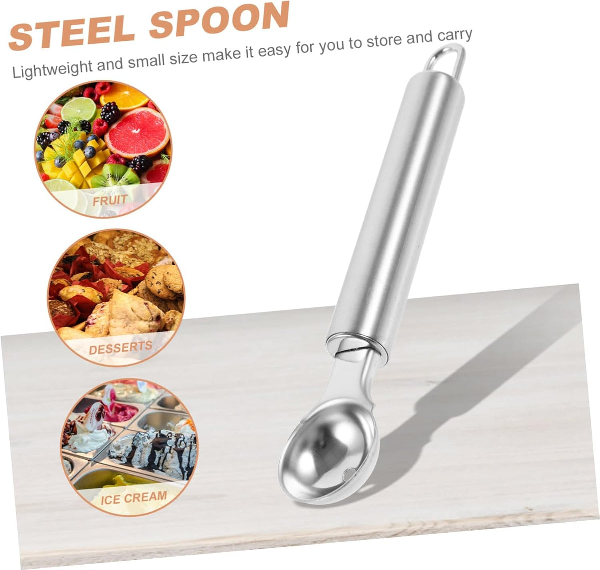 Ice Cream Accessories Round Melon Baller Stainless Steel Scoop Dessert Baller Easy Scoop