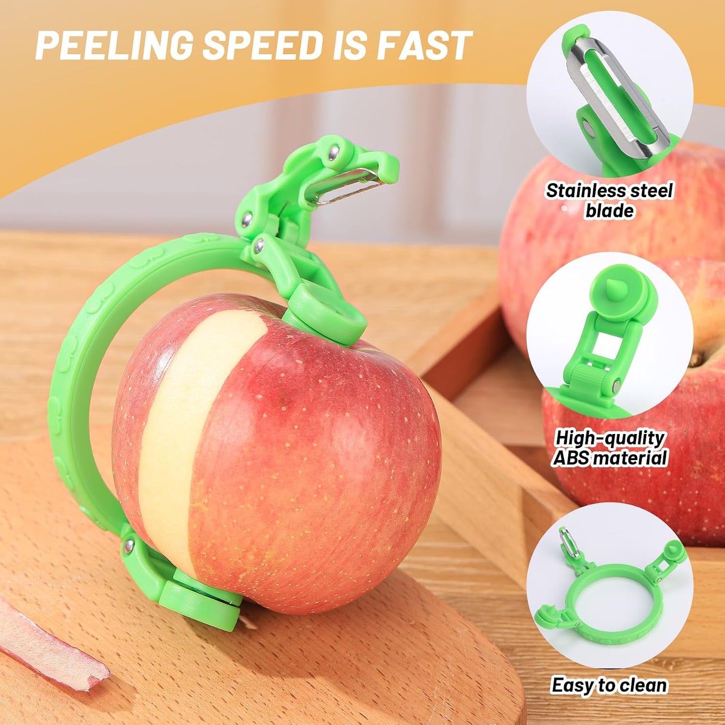 Handheld Apple Peeler for Apple Pear Manual Rotating Apple Pear Peeler Zester Kitchen Gadget Apple Peeling Hand Rotation Fruit Spiralizer Peeler Machine Gift Ideas