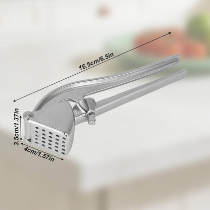 Professional Garlic Press, Aluminum Alloy Heavy-Duty Garlic Mincer Crusher, Easy Squeeze Masher Rocker Tool with Ergonomic Handle, Dishwasher Safe Kitchen Gadget Essential (Silver)