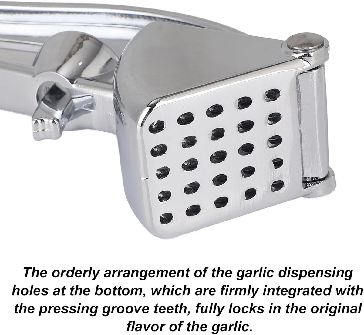 Professional Garlic Press, Aluminum Alloy Heavy-Duty Garlic Mincer Crusher, Easy Squeeze Masher Rocker Tool with Ergonomic Handle, Dishwasher Safe Kitchen Gadget Essential (Silver)