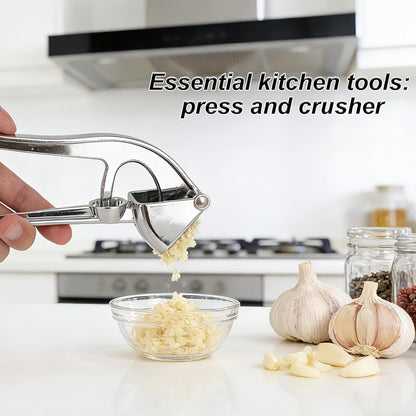 Professional Garlic Press, Aluminum Alloy Heavy-Duty Garlic Mincer Crusher, Easy Squeeze Masher Rocker Tool with Ergonomic Handle, Dishwasher Safe Kitchen Gadget Essential (Silver)