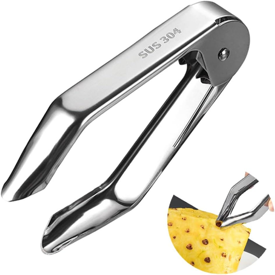 4.92 Inch 304 Stainless Steel Pineapple Eye Peeler,Potato Corer,Carrot Corer Tongs,Strawberry Huller,Metal Kitchen Gadget for Fruit and Vegetable