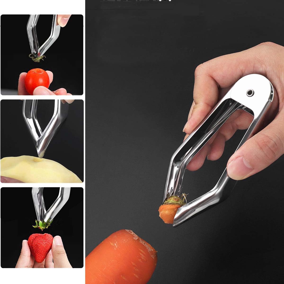 4.92 Inch 304 Stainless Steel Pineapple Eye Peeler,Potato Corer,Carrot Corer Tongs,Strawberry Huller,Metal Kitchen Gadget for Fruit and Vegetable