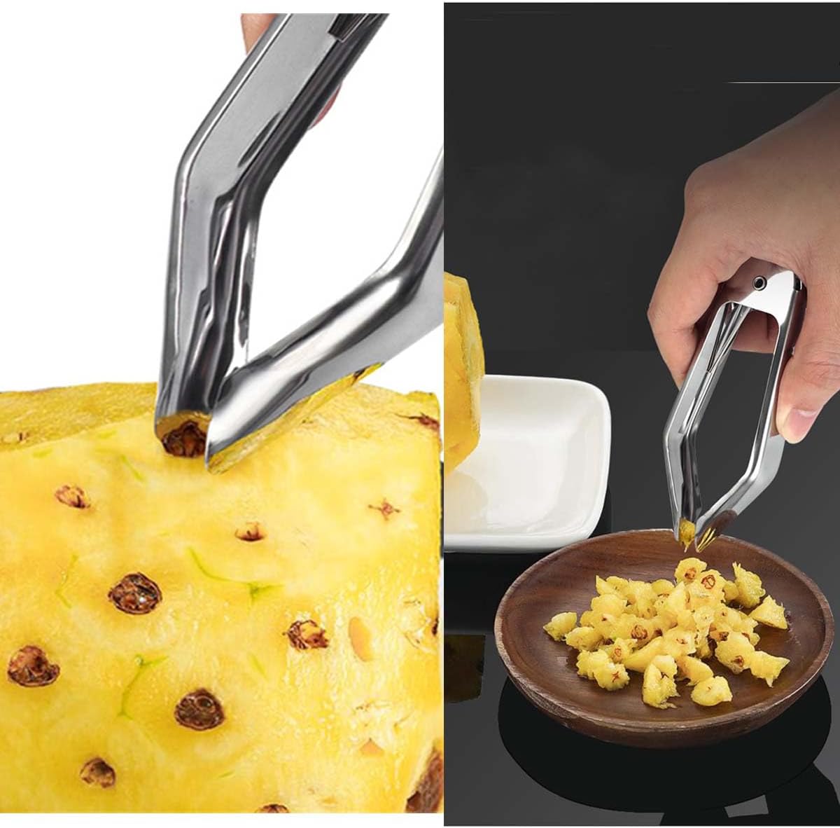 4.92 Inch 304 Stainless Steel Pineapple Eye Peeler,Potato Corer,Carrot Corer Tongs,Strawberry Huller,Metal Kitchen Gadget for Fruit and Vegetable