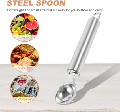 Stainless Steel Melon Baller and Ice Cream Scoop 6.7 Inch Long Handle Fruit Scooper Kitchen Dessert Watermelon Scooper Ice Cream Baller for Dig Pulp Separator