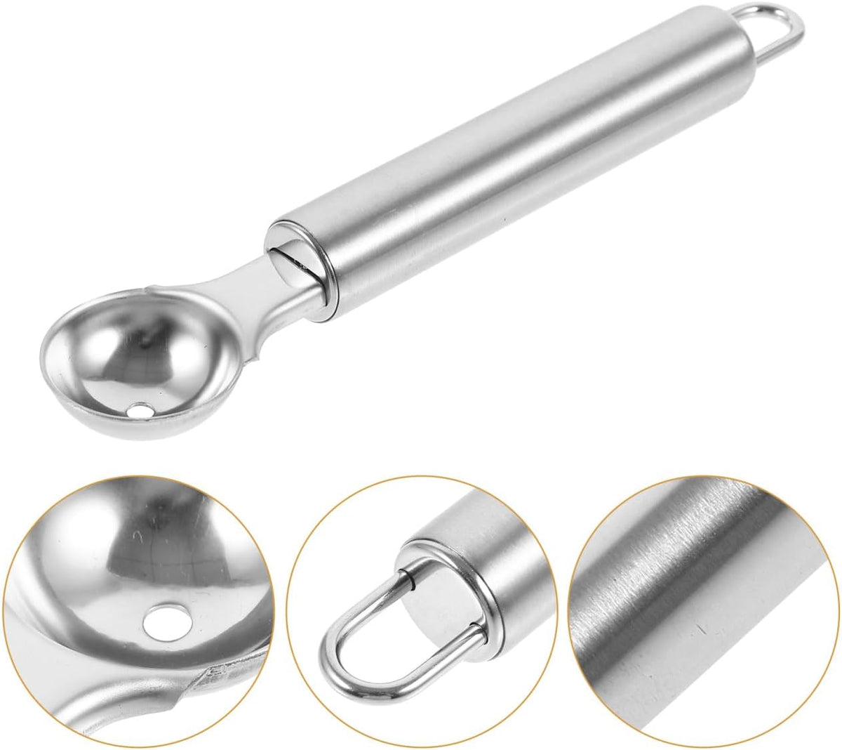 Stainless Steel Melon Baller and Ice Cream Scoop 6.7 Inch Long Handle Fruit Scooper Kitchen Dessert Watermelon Scooper Ice Cream Baller for Dig Pulp Separator