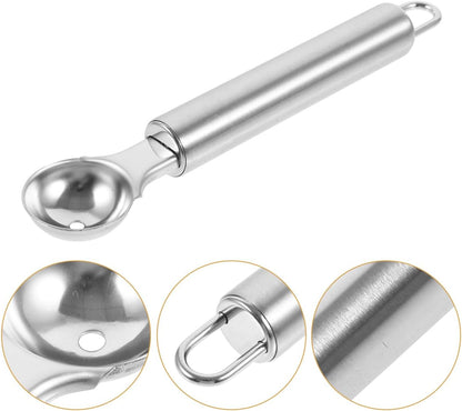 Stainless Steel Melon Baller and Ice Cream Scoop 6.7 Inch Long Handle Fruit Scooper Kitchen Dessert Watermelon Scooper Ice Cream Baller for Dig Pulp Separator