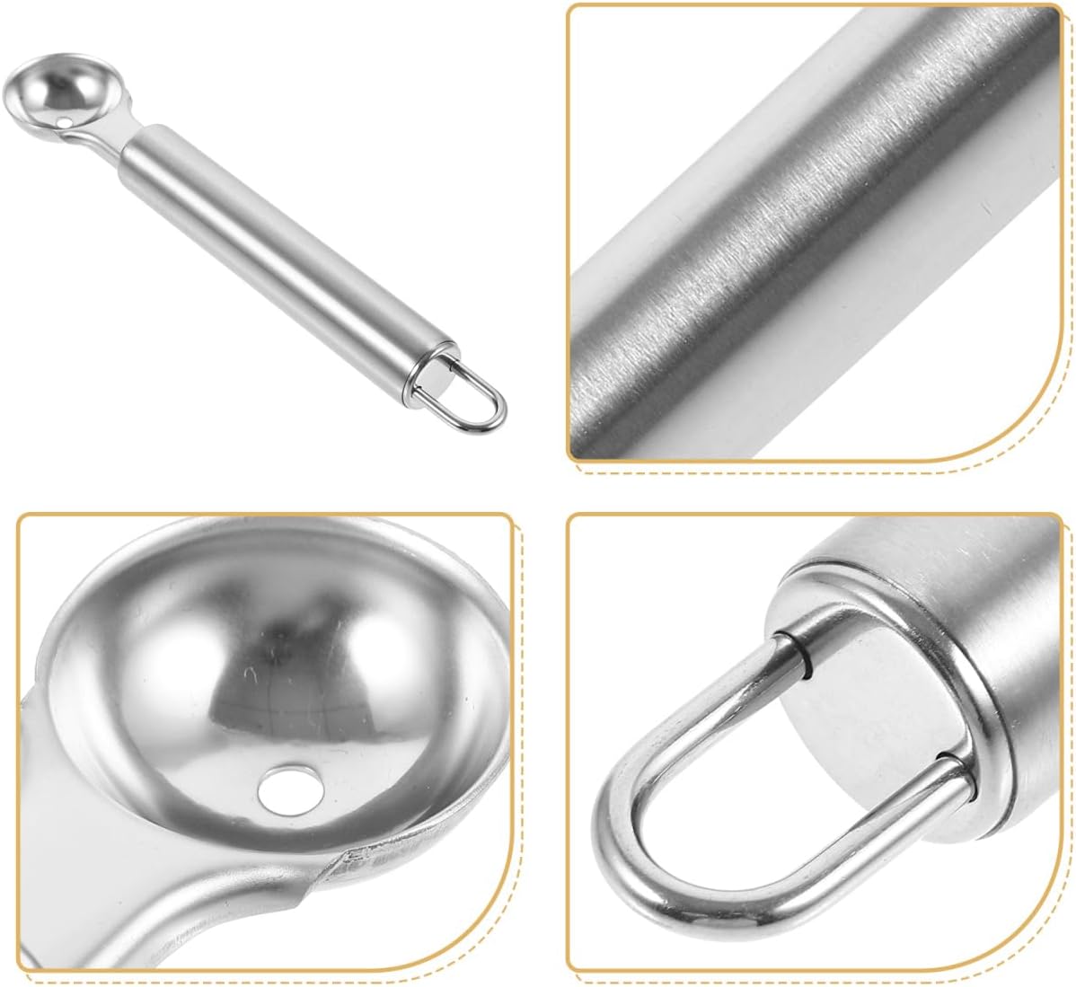 Stainless Steel Melon Baller and Ice Cream Scoop 6.7 Inch Long Handle Fruit Scooper Kitchen Dessert Watermelon Scooper Ice Cream Baller for Dig Pulp Separator