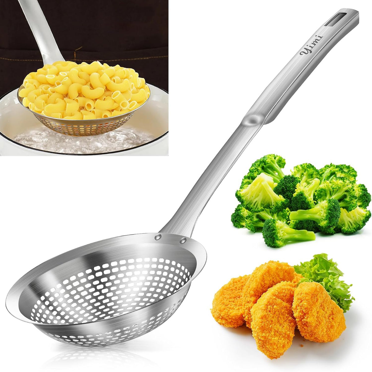 Skimmer Slotted Spoon Ladle,304 Stainless Steel Durable for Kitchen