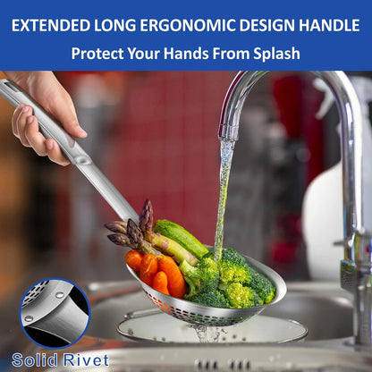 Skimmer Slotted Spoon Ladle,304 Stainless Steel Durable for Kitchen