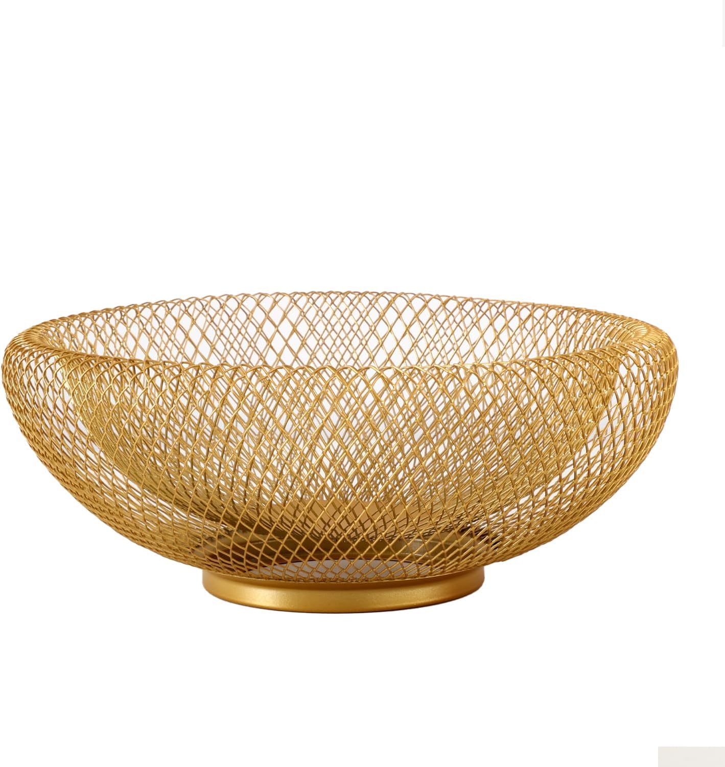 Metal Wire Woven Fruit Storage Bowl Basket for Kitchen, Large Black Mesh Fruit Stand, for Apple, Pineapple, Banana, Orange, Lemon, Pear, Strawberry, Watermelon (Black, Nomal)