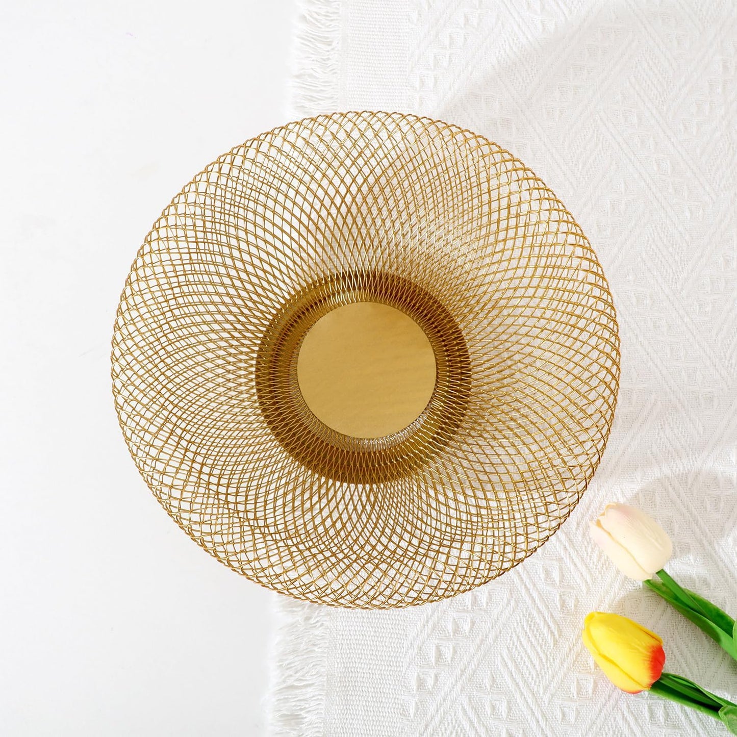 Metal Wire Woven Fruit Storage Bowl Basket for Kitchen, Large Black Mesh Fruit Stand, for Apple, Pineapple, Banana, Orange, Lemon, Pear, Strawberry, Watermelon (Black, Nomal)