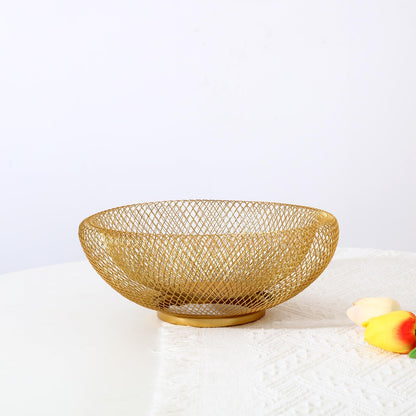 Metal Wire Woven Fruit Storage Bowl Basket for Kitchen, Large Black Mesh Fruit Stand, for Apple, Pineapple, Banana, Orange, Lemon, Pear, Strawberry, Watermelon (Black, Nomal)