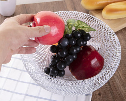 Metal Wire Woven Fruit Storage Bowl Basket for Kitchen, Large Black Mesh Fruit Stand, for Apple, Pineapple, Banana, Orange, Lemon, Pear, Strawberry, Watermelon (Black, Nomal)