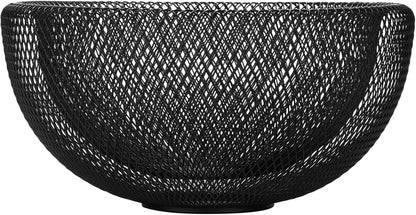 Metal Wire Woven Fruit Storage Bowl Basket for Kitchen, Large Black Mesh Fruit Stand, for Apple, Pineapple, Banana, Orange, Lemon, Pear, Strawberry, Watermelon (Black, Nomal)