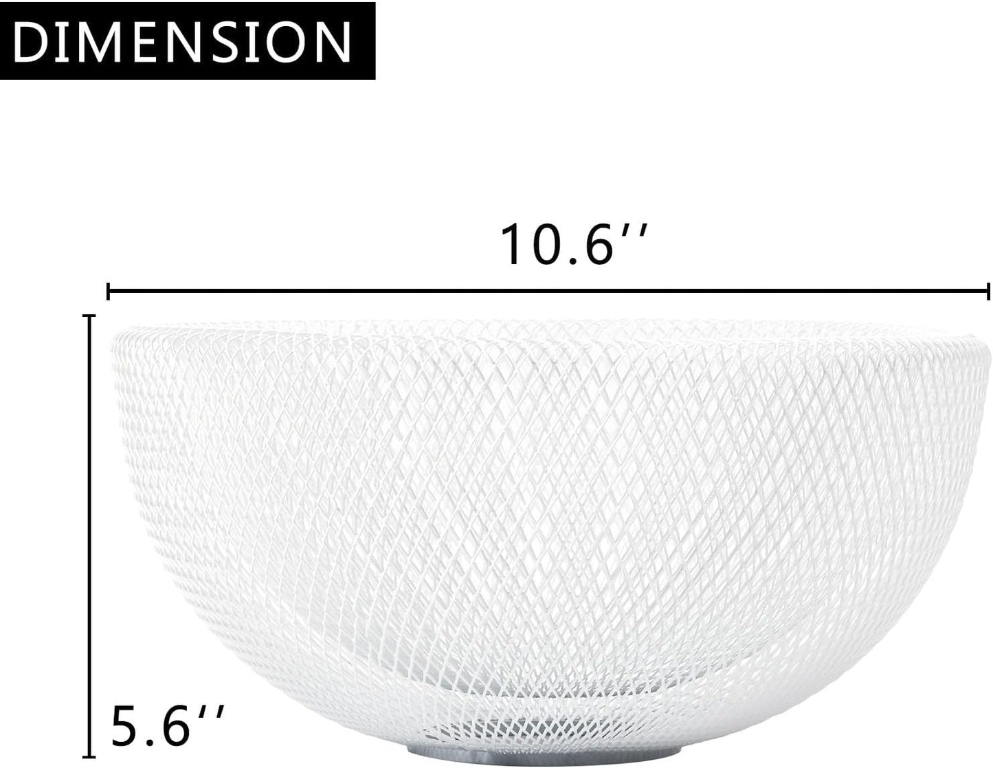 Metal Wire Woven Fruit Storage Bowl Basket for Kitchen, Large Black Mesh Fruit Stand, for Apple, Pineapple, Banana, Orange, Lemon, Pear, Strawberry, Watermelon (Black, Nomal)