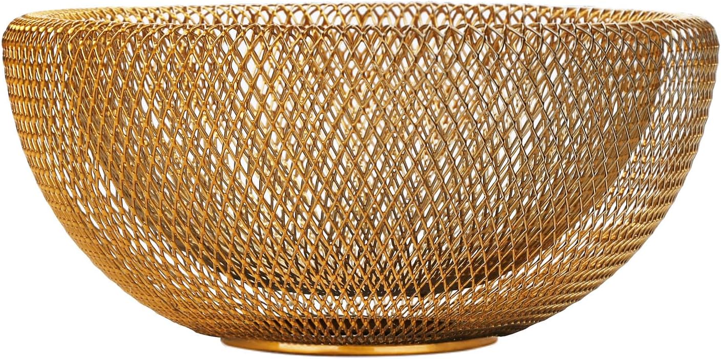 Metal Wire Woven Fruit Storage Bowl Basket for Kitchen, Large Black Mesh Fruit Stand, for Apple, Pineapple, Banana, Orange, Lemon, Pear, Strawberry, Watermelon (Black, Nomal)
