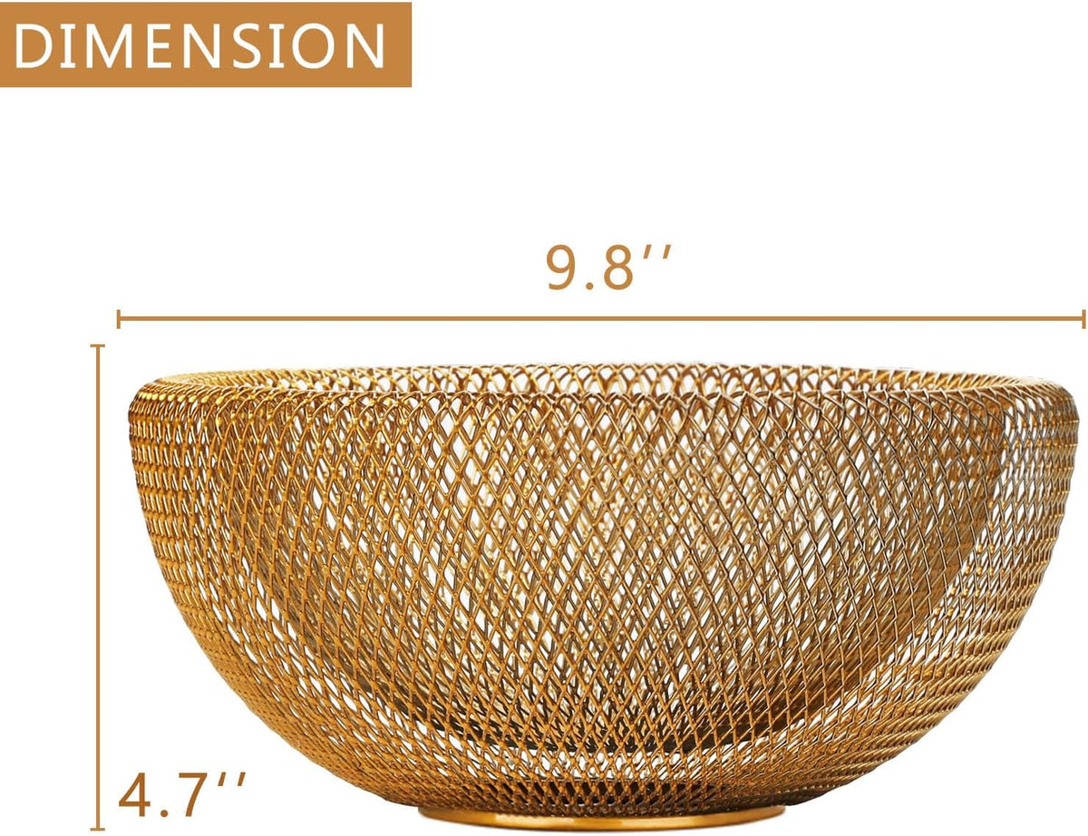 Metal Wire Woven Fruit Storage Bowl Basket for Kitchen, Large Black Mesh Fruit Stand, for Apple, Pineapple, Banana, Orange, Lemon, Pear, Strawberry, Watermelon (Black, Nomal)